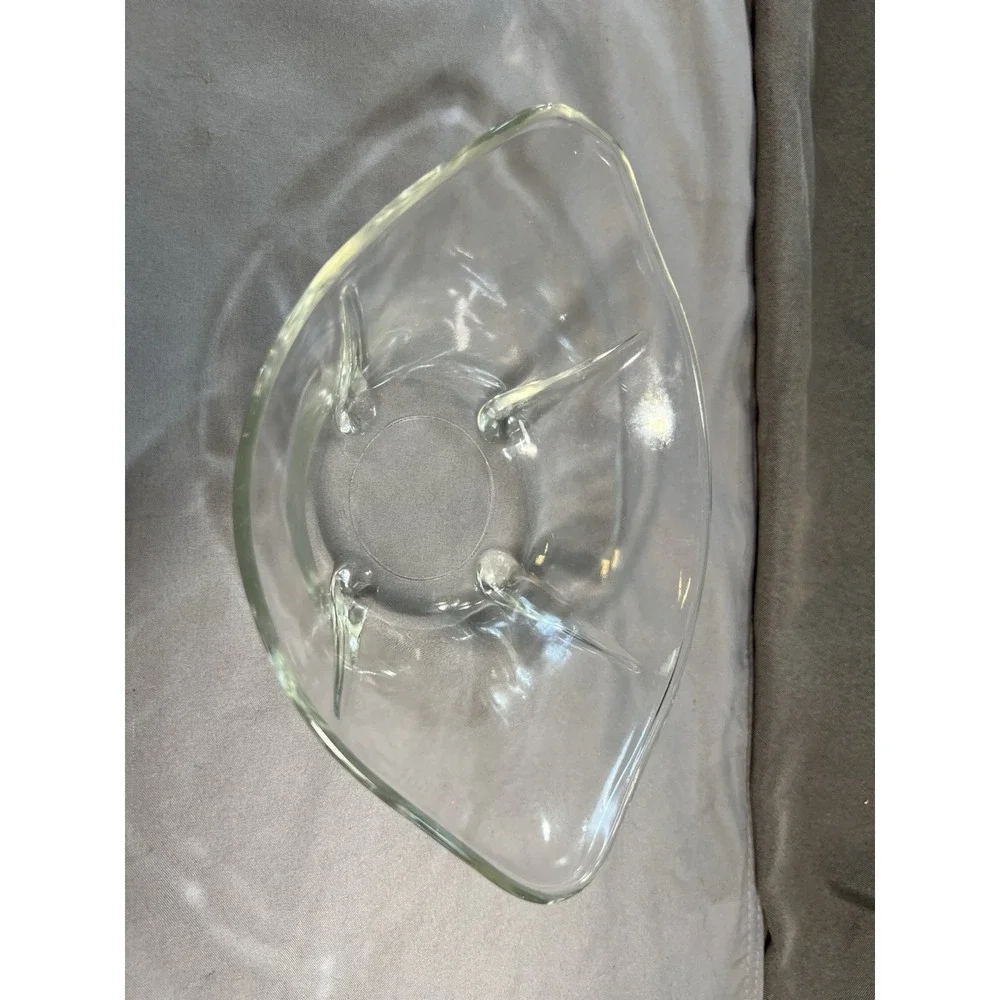 MCM Anchor Hocking Swedish Modern Clear Glass Dish Teardrop Feet 7‎ 7/8